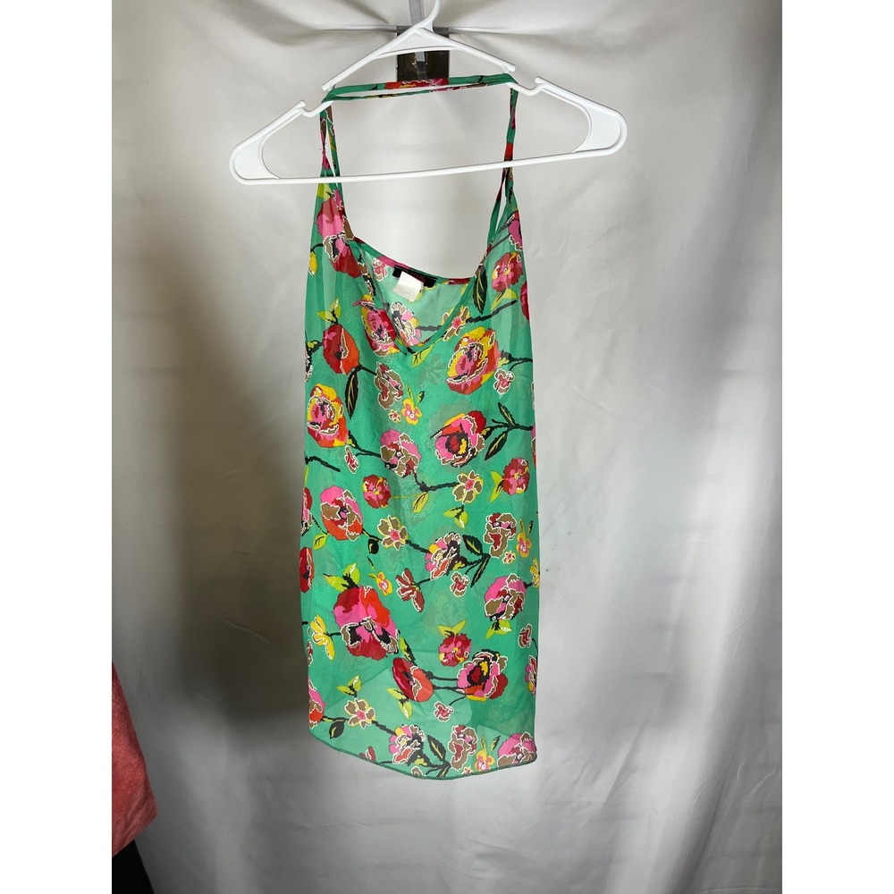 Blush Floral Chiffon Camisole Top Green Pink Orange V-Neck Strappy‎ XL T31426-18